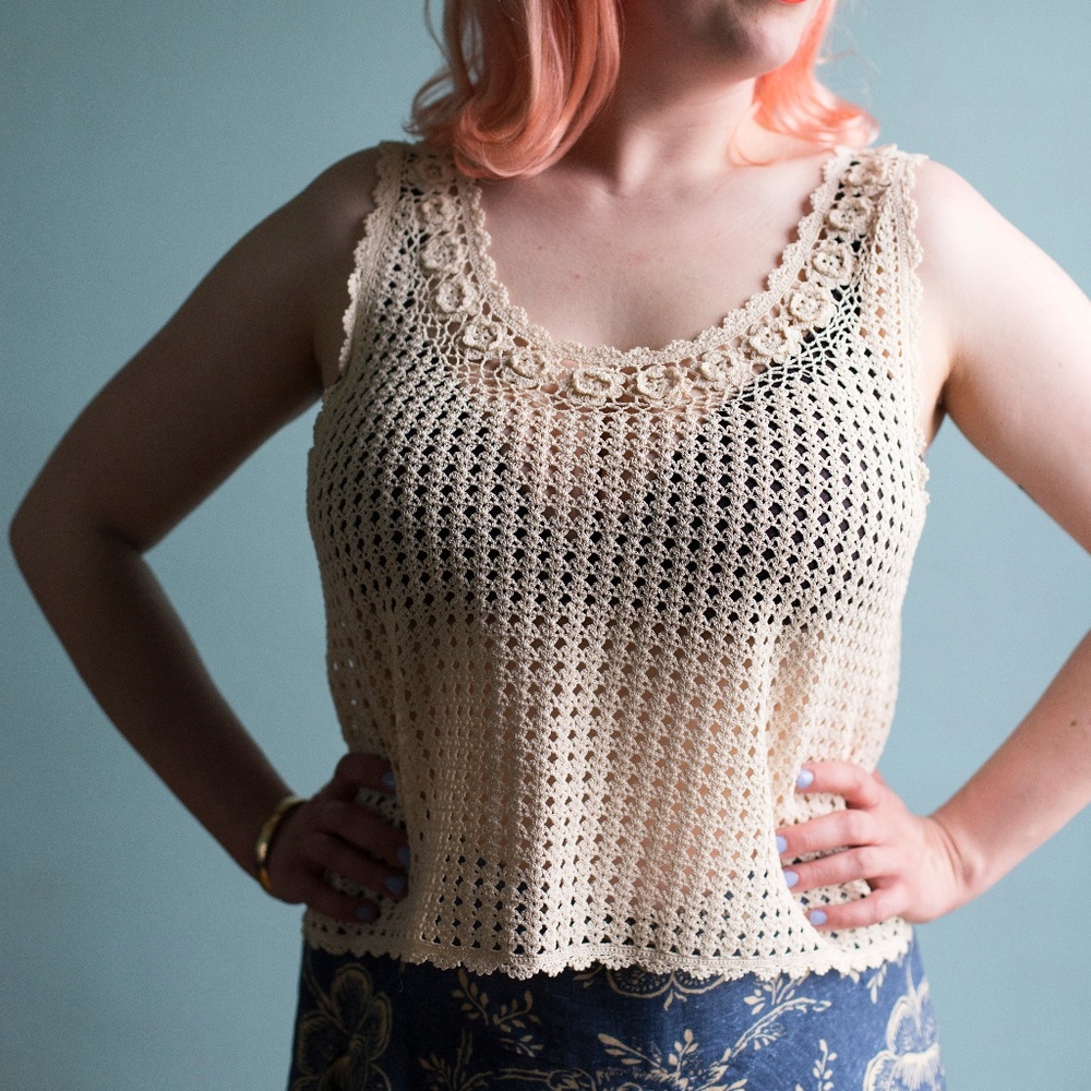 Vintage Cotton Crochet Lace Crop Top